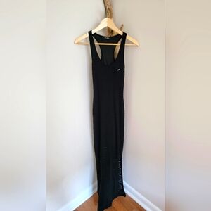Black mesh maxi dress